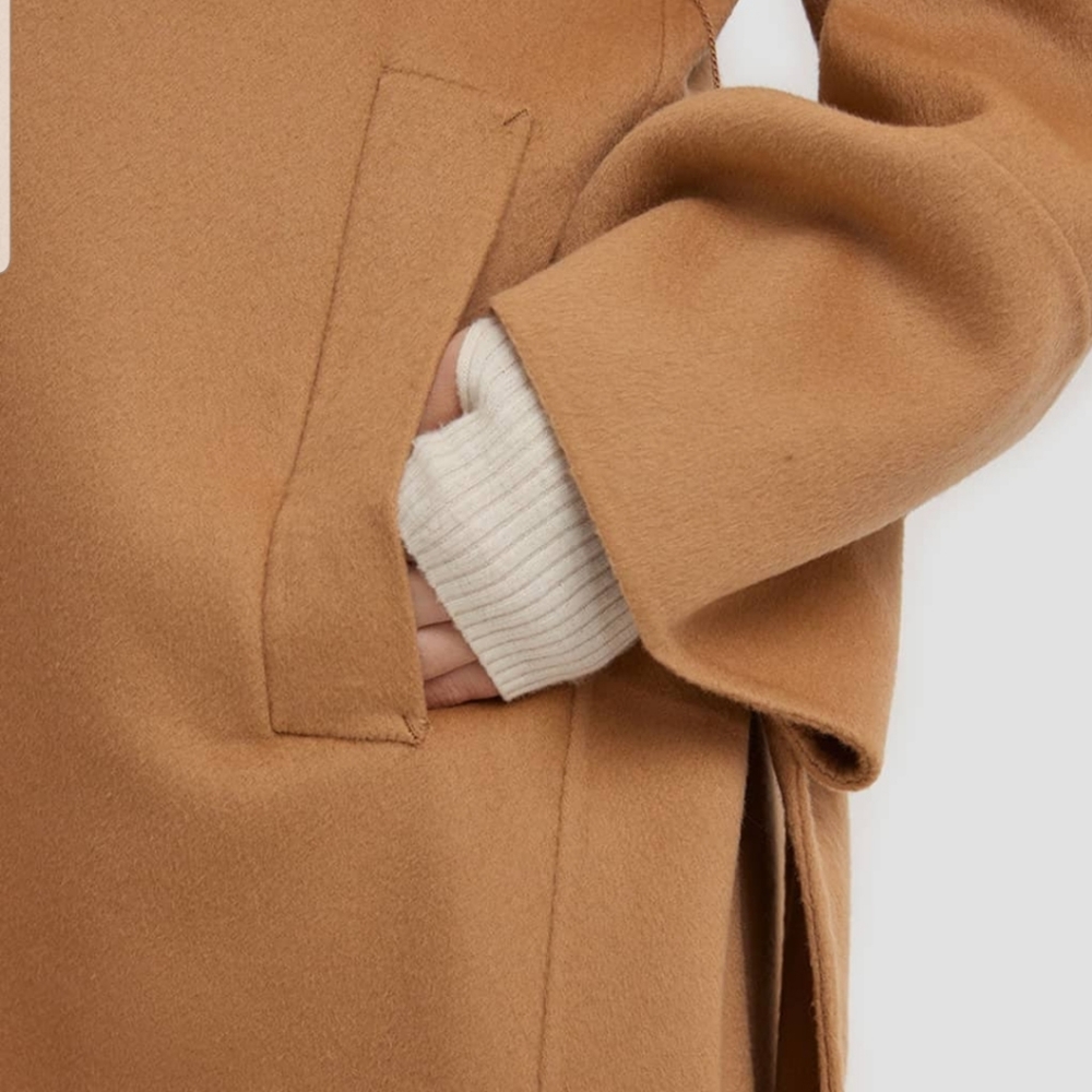 Buttoned 100% Wool Long Coat (Camel) - Lattelier - Picture 5 of 13